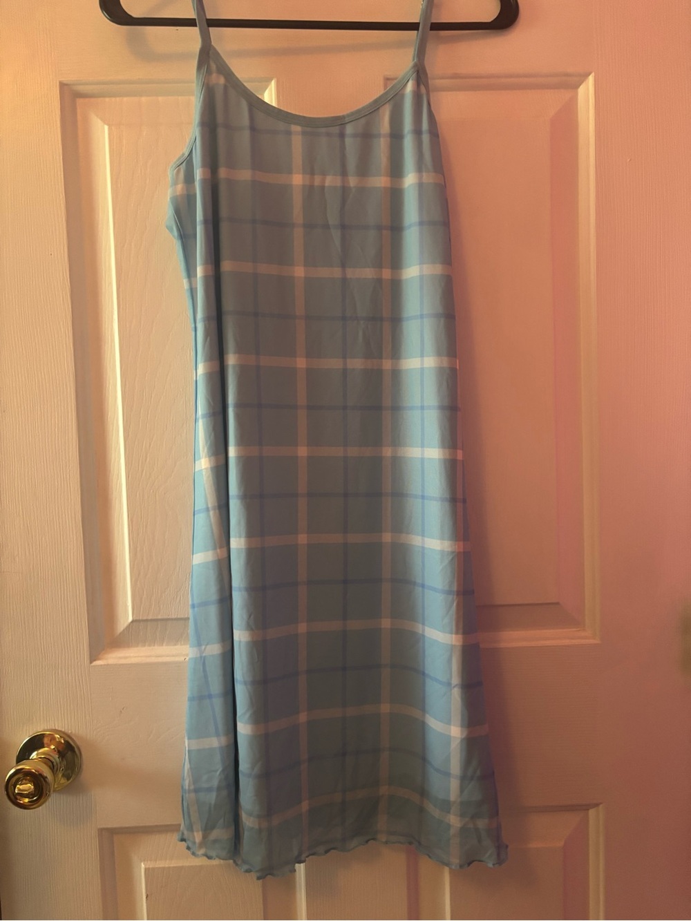 Sugar Thrillz Clueless Blue Plaid Mini Slip Dress XL 90s/Y2k
